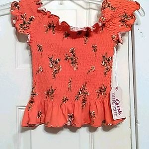 Off shoulder coral orange summer top